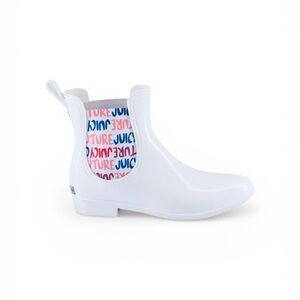 JUICY COUTURE White Romance Chelsea Rain Booties